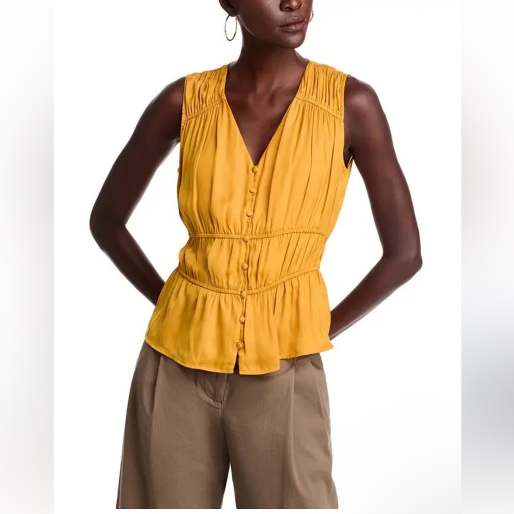 T Tahari Women's Button-Down Saffron Blouse